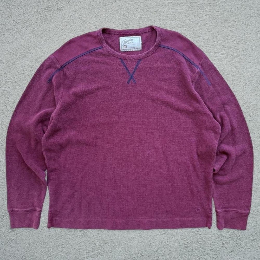 Paradise Collection Waffle Knit Thermal Crewneck XL Burgundy